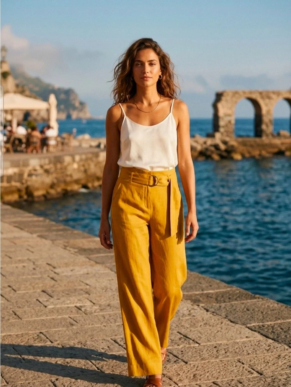 NWT Banana Republic linen blend pants in mustard size 2